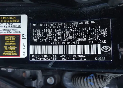 2014 Toyota Camry Hybrid Xle z USA, uszkodzony, nr VIN 4T1BD1FK0EU122574